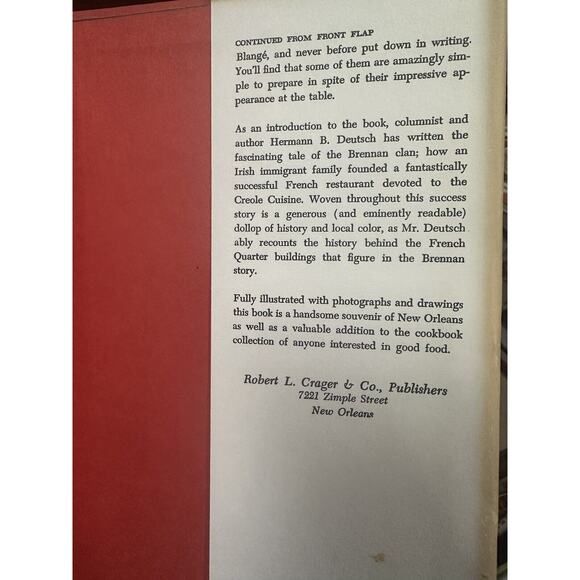 Brennan's New Orleans Cookbook 1964 Vintage Revised Edition by Hermann Deutsch - Picture 8 of 8